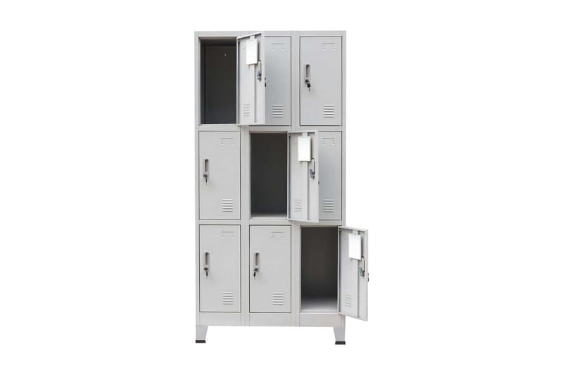 Klädskåp för omklädningsrum med 9 fack stål 90x45x180 cm grå - Grå - Omklädningsskåp