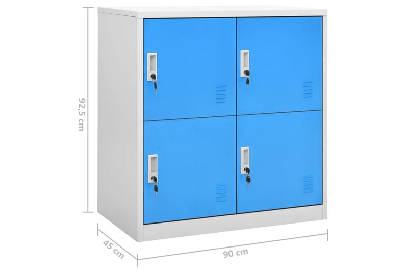 Två Locker Cabinets 90x45x92,5 cm Stål - Grå och Blå - Omklädningsskåp