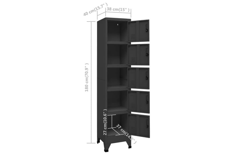 beBasic Förvaringsskåp antracit 38x40x180 cm stål - Anthracite - Förvaring - Skåp - Förvaringsskåp - Kontorsskåp - Dokumentskåp