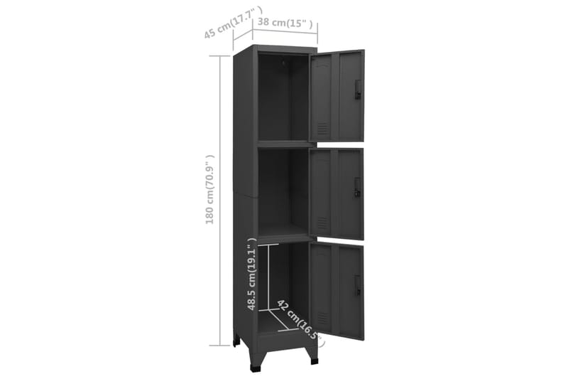 beBasic Förvaringsskåp antracit 38x45x180 cm stål - Anthracite - Förvaring - Skåp - Förvaringsskåp - Kontorsskåp - Dokumentskåp