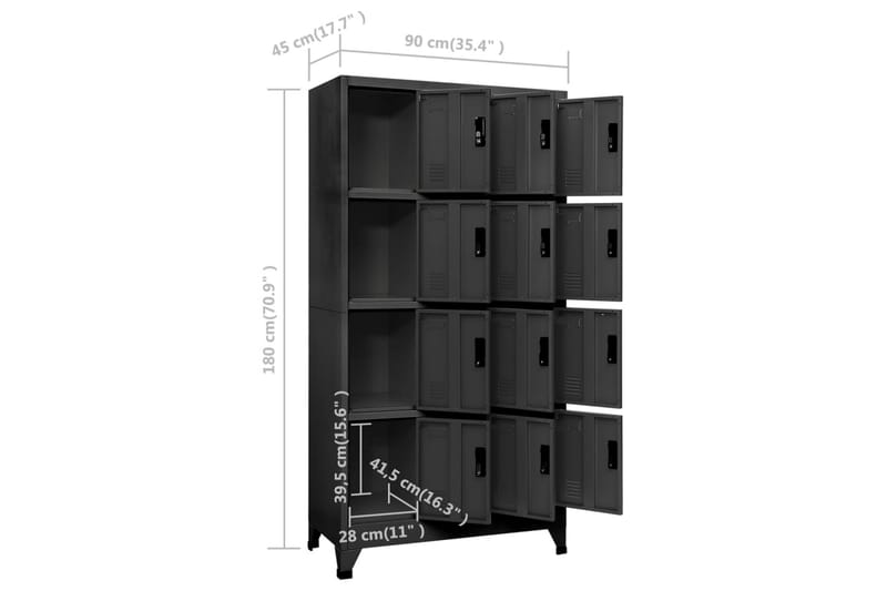 beBasic Förvaringsskåp antracit 90x45x180 cm stål - Anthracite - Förvaring - Skåp - Förvaringsskåp - Kontorsskåp - Dokumentskåp