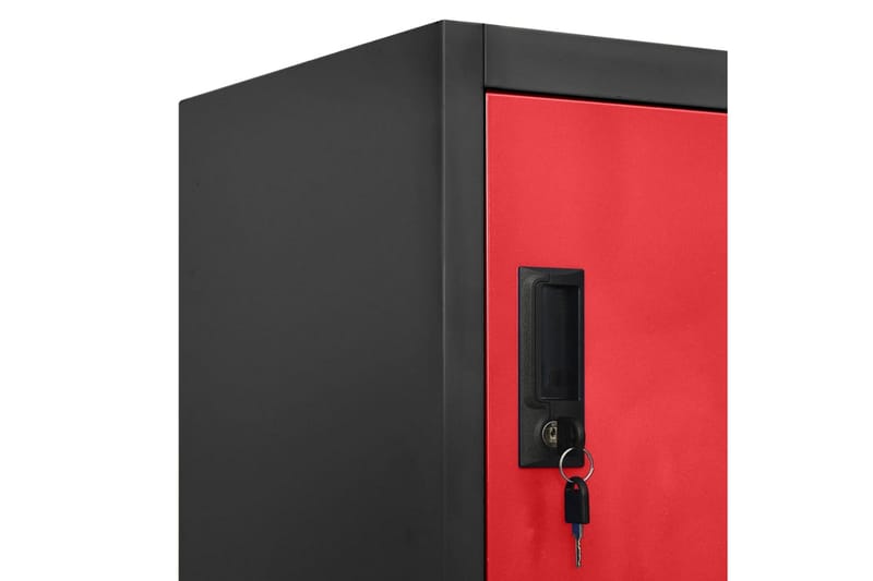 beBasic Förvaringsskåp antracit och röd 90x45x180 cm stål - Anthracite - Dokumentskåp - Kontorsmöbler