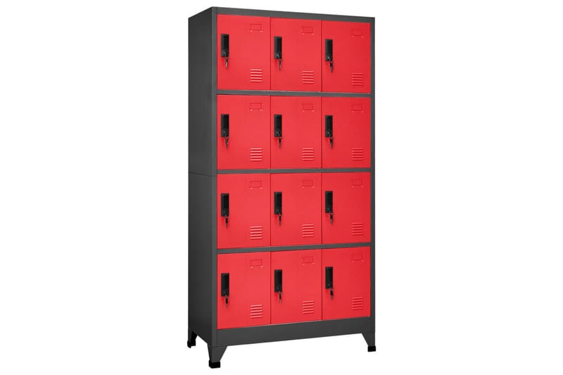beBasic Förvaringsskåp antracit och röd 90x45x180 cm stål - Anthracite - Förvaring - Skåp - Förvaringsskåp - Kontorsskåp - Dokumentskåp