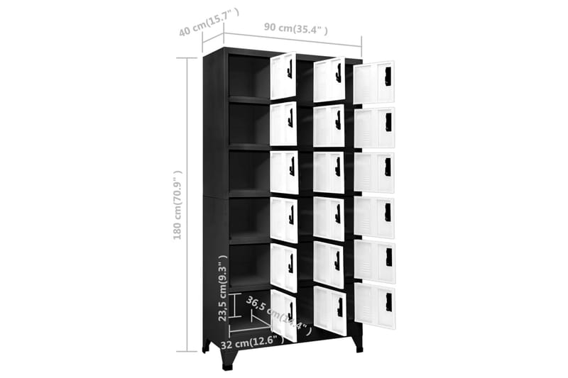 beBasic Förvaringsskåp antracit och vit 90x40x180 cm stål - Anthracite - Dokumentskåp - Kontorsmöbler