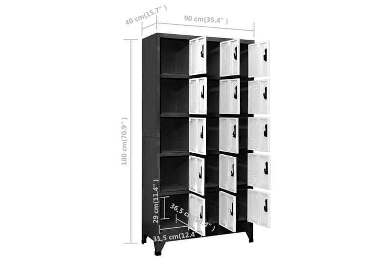 beBasic Förvaringsskåp antracit och vit 90x40x180 cm stål - Anthracite - Förvaring - Skåp - Förvaringsskåp - Kontorsskåp - Dokumentskåp