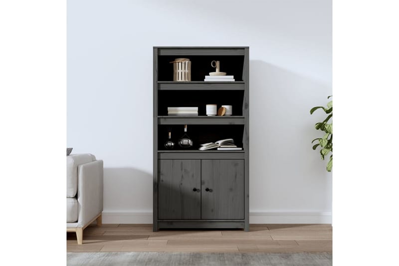 beBasic Förvaringsskåp grå 80x35x154 cm massiv furu - Grey - Förvaring - Skåp - Förvaringsskåp - Kontorsskåp - Dokumentskåp