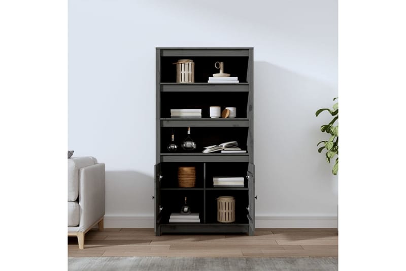 beBasic Förvaringsskåp grå 80x35x154 cm massiv furu - Grey - Förvaring - Skåp - Förvaringsskåp - Kontorsskåp - Dokumentskåp