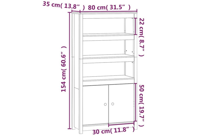 beBasic Förvaringsskåp grå 80x35x154 cm massiv furu - Grey - Förvaring - Skåp - Förvaringsskåp - Kontorsskåp - Dokumentskåp