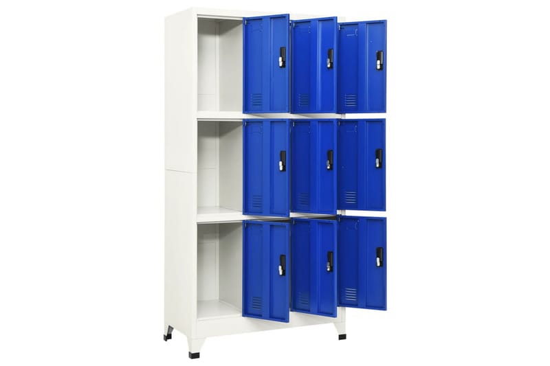 beBasic Förvaringsskåp grå och blå 90x45x180 cm stål - Grey - Dokumentskåp - Kontorsmöbler