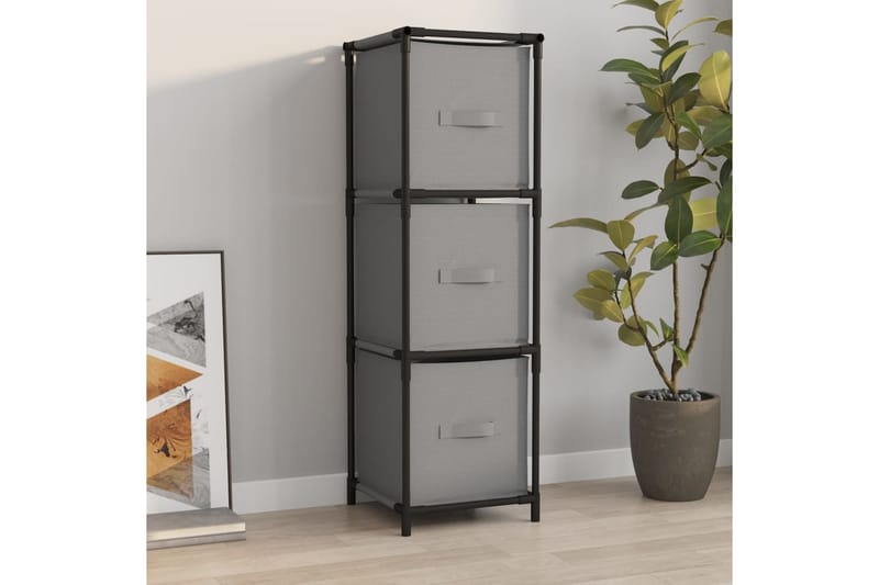 beBasic Förvaringsskåp med 3 tygkorgar grå 34x34x101 cm stål - Grey - Förvaring - Skåp - Förvaringsskåp - Kontorsskåp - Dokumentskåp