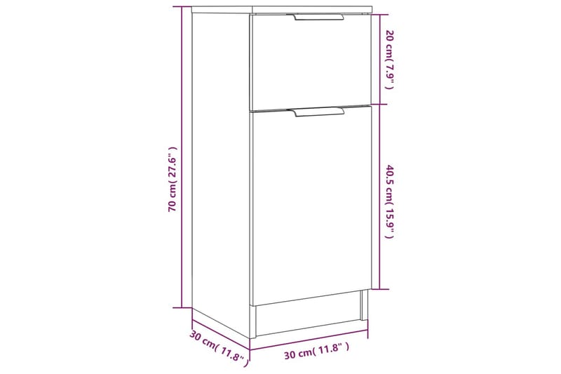beBasic Förvaringsskåp rökfärgad ek 30x30x70 cm konstruerat trä - Brown - Förvaring - Skåp - Förvaringsskåp - Kontorsskåp - Dokumentskåp