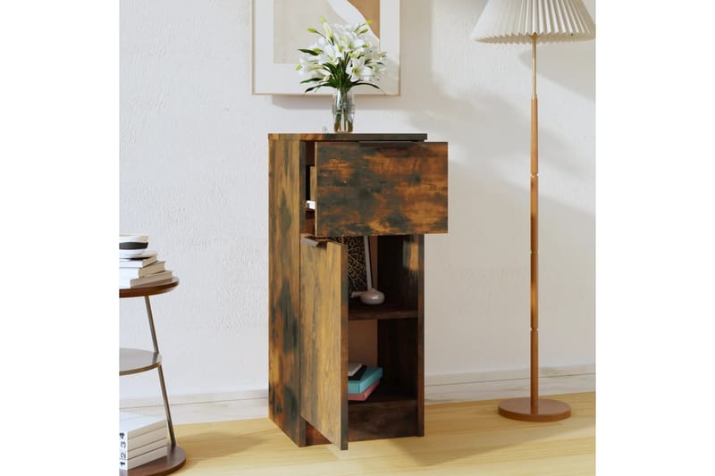 beBasic Förvaringsskåp rökfärgad ek 30x30x70 cm konstruerat trä - Brown - Förvaring - Skåp - Förvaringsskåp - Kontorsskåp - Dokumentskåp