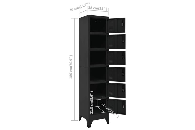 beBasic Förvaringsskåp svart 38x40x180 cm stål - Black - Förvaring - Skåp - Förvaringsskåp - Kontorsskåp - Dokumentskåp