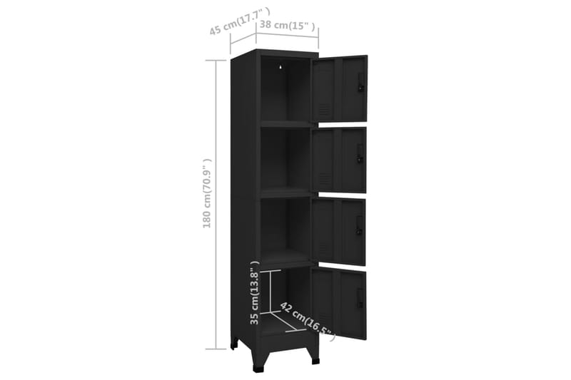 beBasic Förvaringsskåp svart 38x45x180 cm stål - Black - Förvaring - Skåp - Förvaringsskåp - Kontorsskåp - Dokumentskåp