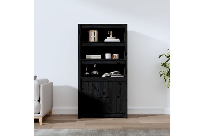 beBasic Förvaringsskåp svart 80x35x154 cm massiv furu - Black - Förvaring - Skåp - Förvaringsskåp - Kontorsskåp - Dokumentskåp