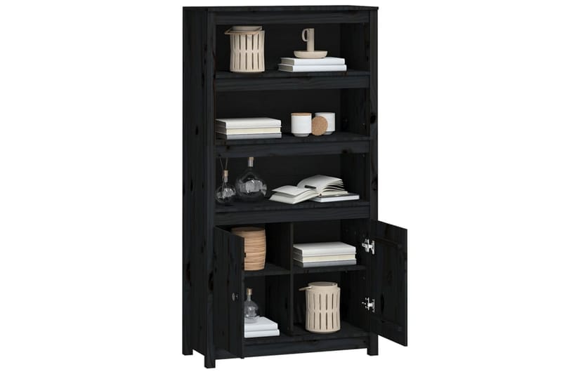 beBasic Förvaringsskåp svart 80x35x154 cm massiv furu - Black - Förvaring - Skåp - Förvaringsskåp - Kontorsskåp - Dokumentskåp