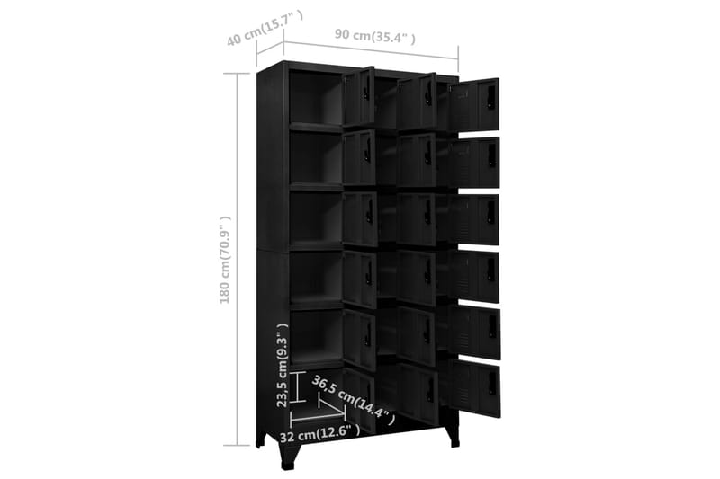 beBasic Förvaringsskåp svart 90x40x180 cm stål - Black - Förvaring - Skåp - Förvaringsskåp - Kontorsskåp - Dokumentskåp
