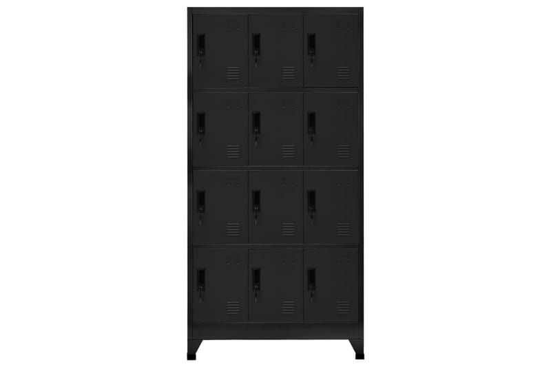beBasic Förvaringsskåp svart 90x45x180 cm stål - Black - Dokumentskåp - Kontorsmöbler