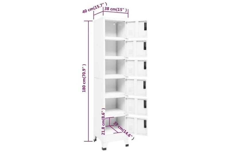 beBasic Förvaringsskåp vit 38x40x180 cm stål - White - Förvaring - Skåp - Förvaringsskåp - Kontorsskåp - Dokumentskåp