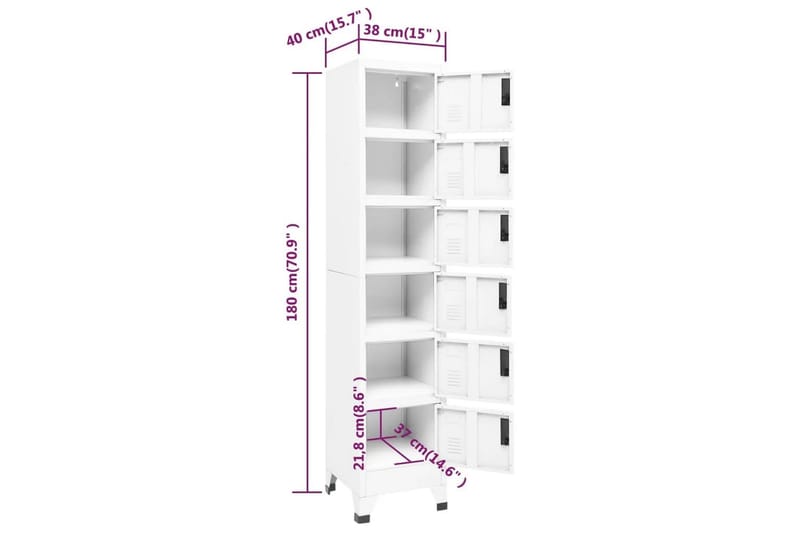 beBasic Förvaringsskåp vit 38x40x180 cm stål - White - Dokumentskåp - Kontorsmöbler