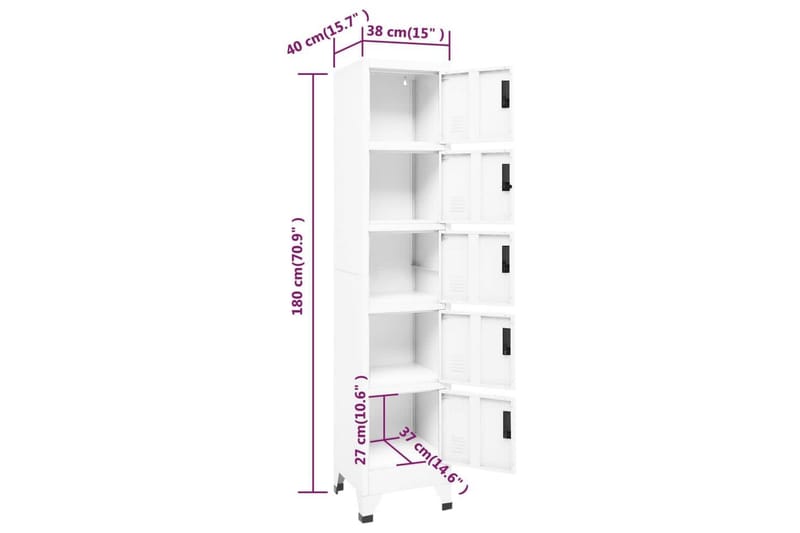 beBasic Förvaringsskåp vit 38x40x180 cm stål - White - Förvaring - Skåp - Förvaringsskåp - Kontorsskåp - Dokumentskåp