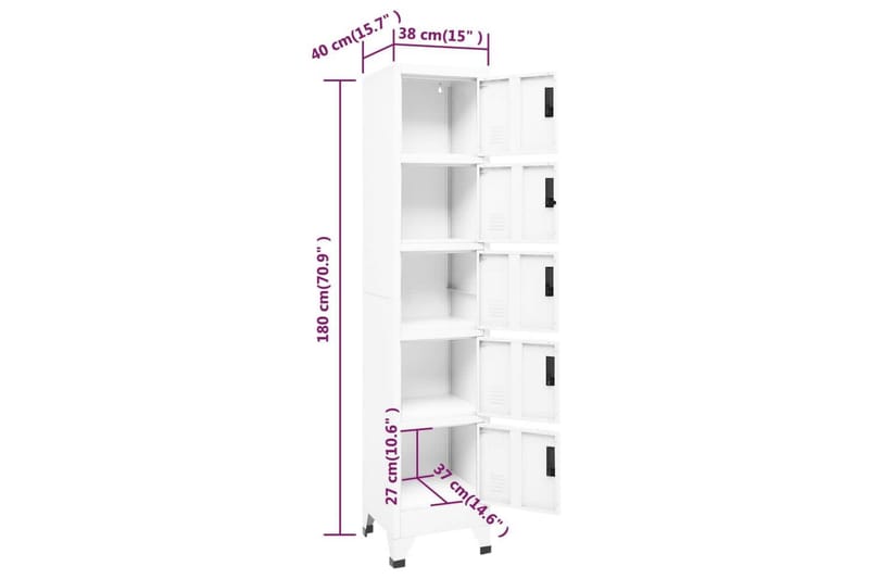 beBasic Förvaringsskåp vit 38x40x180 cm stål - White - Dokumentskåp - Kontorsmöbler