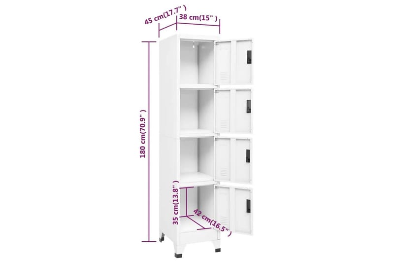 beBasic Förvaringsskåp vit 38x45x180 cm stål - White - Förvaring - Skåp - Förvaringsskåp - Kontorsskåp - Dokumentskåp
