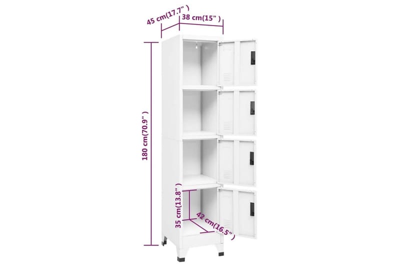 beBasic Förvaringsskåp vit 38x45x180 cm stål - White - Dokumentskåp - Kontorsmöbler