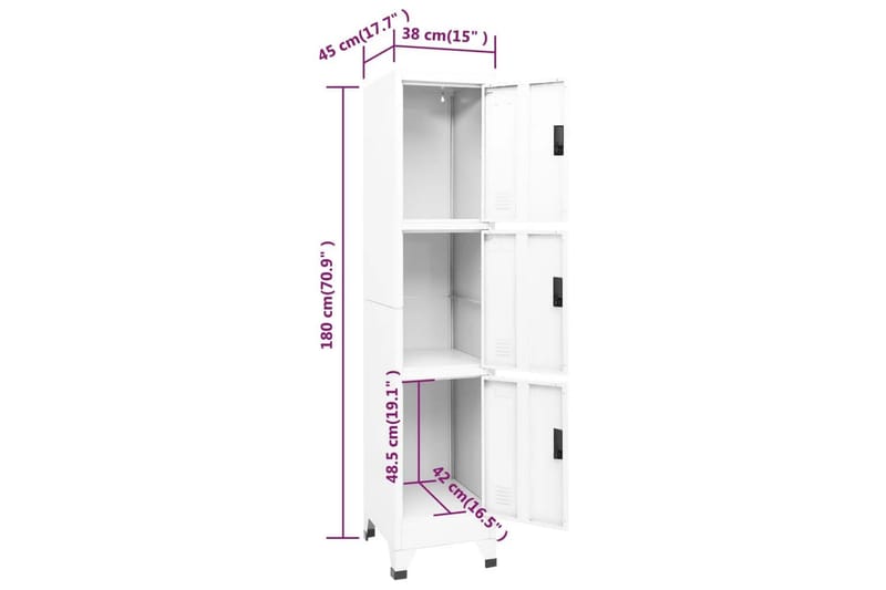 beBasic Förvaringsskåp vit 38x45x180 cm stål - White - Dokumentskåp - Kontorsmöbler