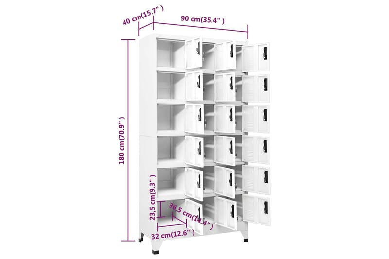 beBasic Förvaringsskåp vit 90x40x180 cm stål - White - Dokumentskåp - Kontorsmöbler