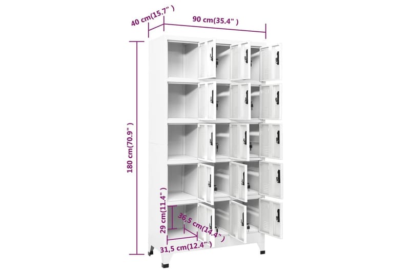 beBasic Förvaringsskåp vit 90x40x180 cm stål - White - Dokumentskåp - Kontorsmöbler