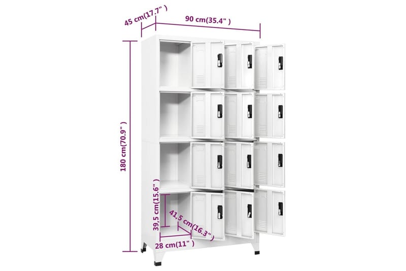 beBasic Förvaringsskåp vit 90x45x180 cm stål - White - Dokumentskåp - Kontorsmöbler