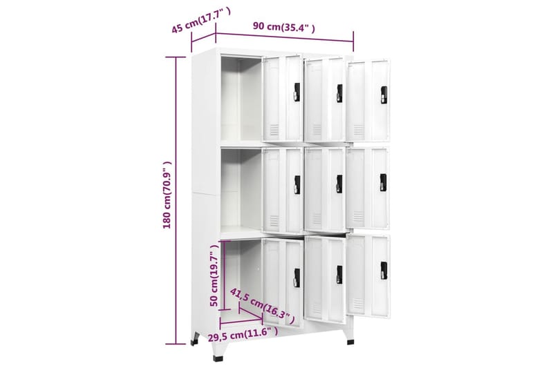 beBasic Förvaringsskåp vit 90x45x180 cm stål - White - Dokumentskåp - Kontorsmöbler