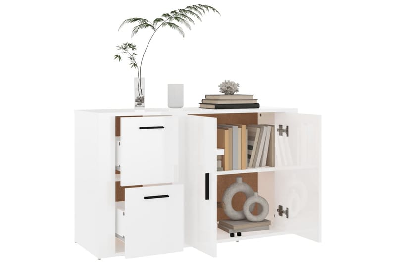 beBasic Förvaringsskåp vit högglans 100x33x59,5 cm konstruerat trä - White - Dokumentskåp - Kontorsmöbler