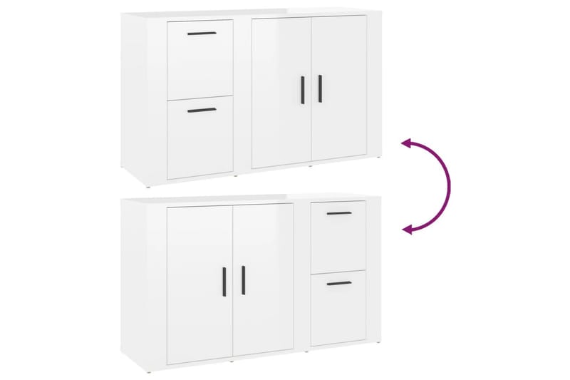 beBasic Förvaringsskåp vit högglans 100x33x59,5 cm konstruerat trä - White - Förvaring - Skåp - Förvaringsskåp - Kontorsskåp - Dokumentskåp