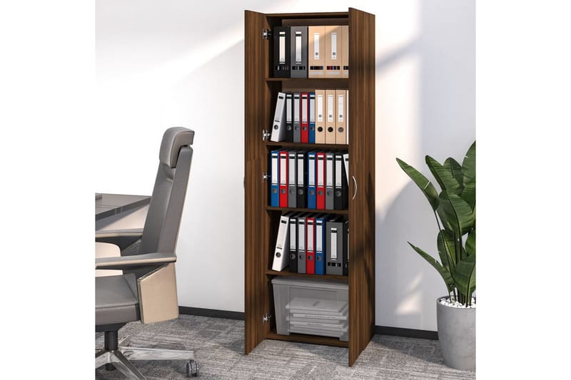 beBasic Kontorsskåp brun ek 60x32x190 cm konstruerat trä - Brown - Förvaring - Skåp - Förvaringsskåp - Kontorsskåp - Arkivskåp & hängmappsskåp