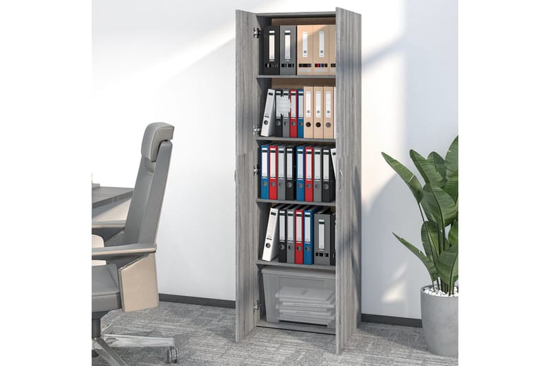 beBasic Kontorsskåp grå sonoma 60x32x190 cm konstruerat trä - Grey - Förvaring - Skåp - Förvaringsskåp - Kontorsskåp - Arkivskåp & hängmappsskåp