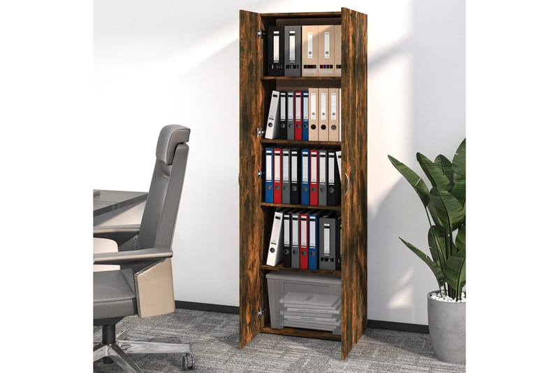 beBasic Kontorsskåp rökfärgad ek 60x32x190 cm konstruerat trä - Brown - Förvaring - Skåp - Förvaringsskåp - Kontorsskåp - Arkivskåp & hängmappsskåp