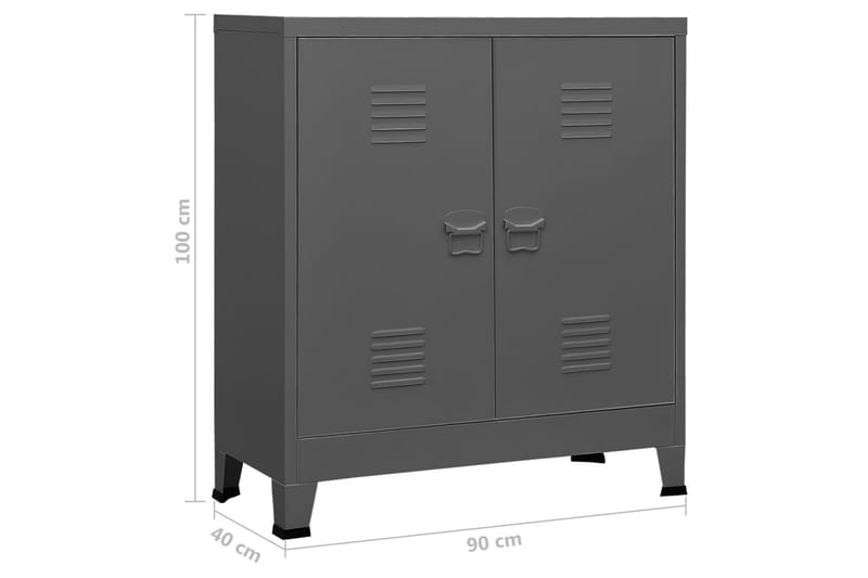 Dokumentskåp industriell antracit 90x40x100 cm stål - Grå - Förvaring - Skåp - Förvaringsskåp - Kontorsskåp - Dokumentskåp