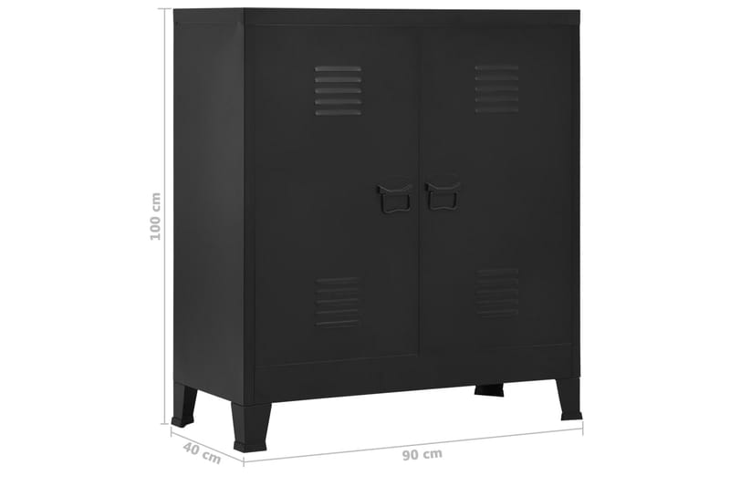 Dokumentskåp industriell svart 90x40x100 cm stål - Svart - Förvaring - Skåp - Förvaringsskåp - Kontorsskåp - Dokumentskåp