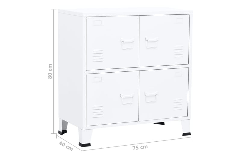 Dokumentskåp industriell vit 75x40x80 cm stål - Vit - Förvaring - Skåp - Förvaringsskåp