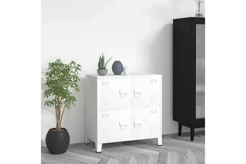 Dokumentskåp industriell vit 75x40x80 cm stål - Vit - Förvaring - Skåp - Förvaringsskåp