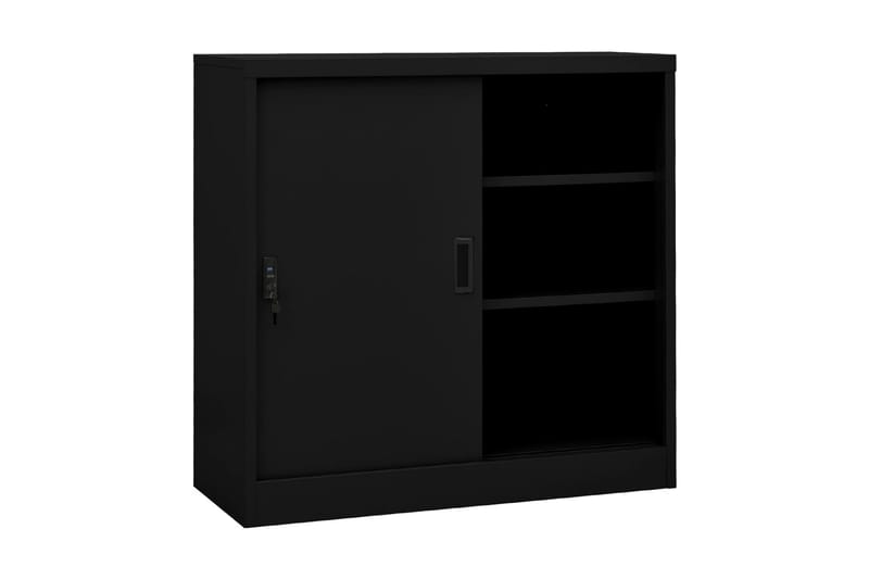 Dokumentskåp med skjutdörr svart 90x40x90 cm stål - Svart - Förvaring - Skåp - Förvaringsskåp - Kontorsskåp - Dokumentskåp