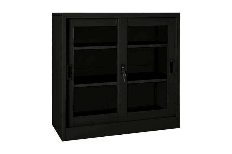 Dokumentskåp med skjutdörr svart 90x40x90 cm stål - Svart - Förvaring - Skåp - Förvaringsskåp - Kontorsskåp - Dokumentskåp