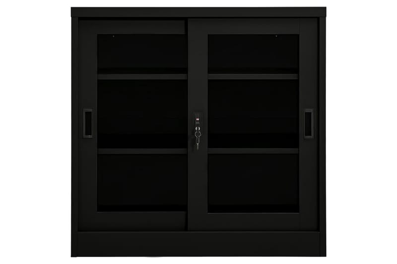 Dokumentskåp med skjutdörr svart 90x40x90 cm stål - Svart - Förvaring - Skåp - Förvaringsskåp - Kontorsskåp - Dokumentskåp