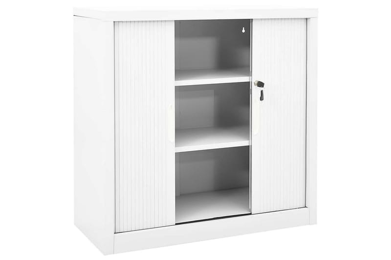 Dokumentskåp med skjutdörr vit 90x40x90 cm stål - Vit - Förvaring - Skåp - Förvaringsskåp - Kontorsskåp - Dokumentskåp
