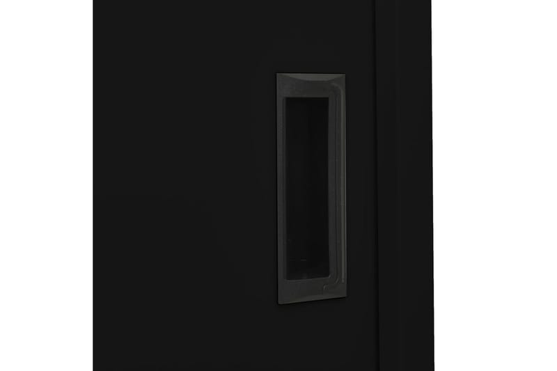 Dokumentskåp med skjutdörr svart 90x40x180 cm stål - Svart - Dokumentskåp - Kontorsmöbler