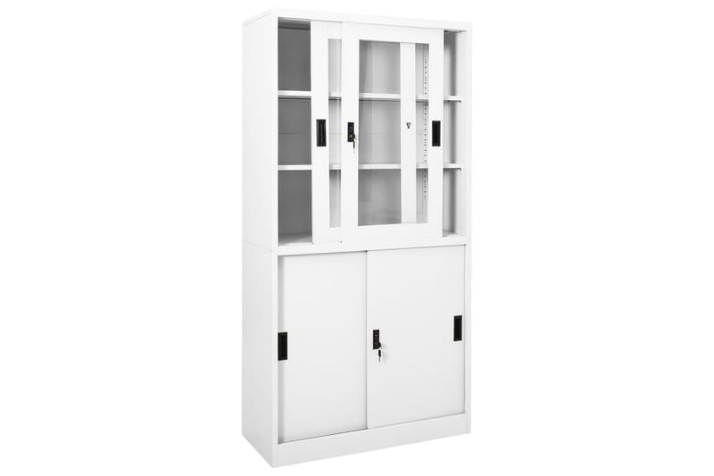 Dokumentskåp med skjutdörr vit 90x40x180 cm stål - Vit - Förvaring - Skåp - Förvaringsskåp - Kontorsskåp - Dokumentskåp