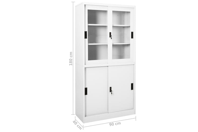 Dokumentskåp med skjutdörr vit 90x40x180 cm stål - Vit - Förvaring - Skåp - Förvaringsskåp - Kontorsskåp - Dokumentskåp