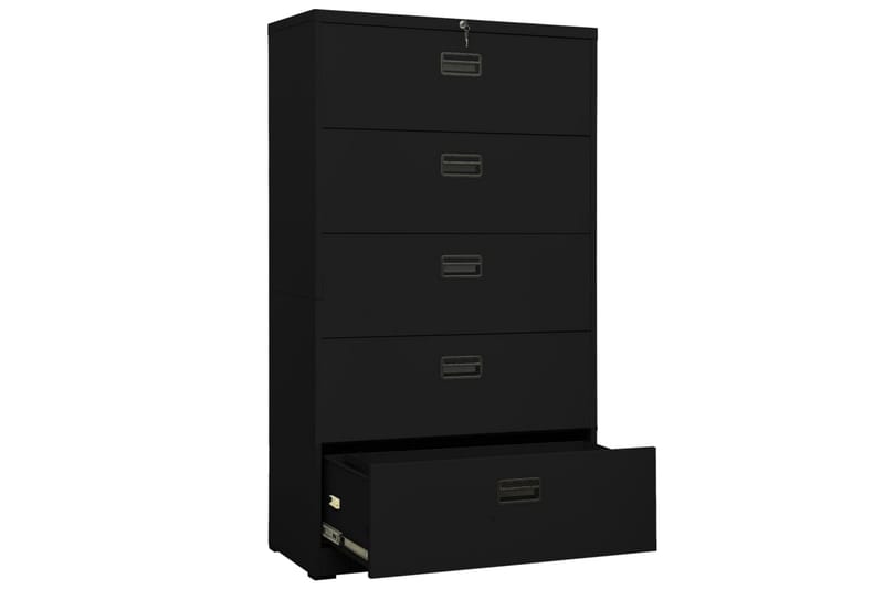 Dokumentskåp svart 90x46x164 cm stål - Svart - Dokumentskåp - Kontorsmöbler